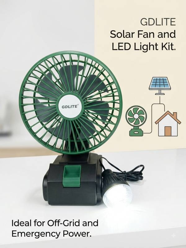 Rechargeable Desktop Solar Fan + 3 bulbs